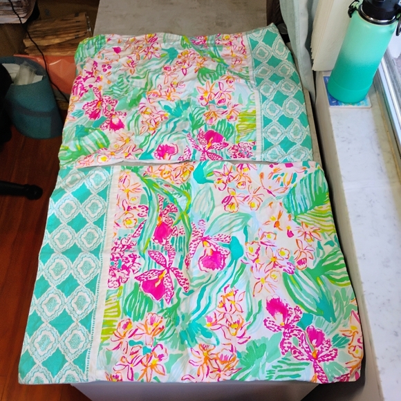 Lilly Pulitzer Pottery Barn Orchid Border Duvet Cover Set King Sized Tropical - Picture 3 of 16